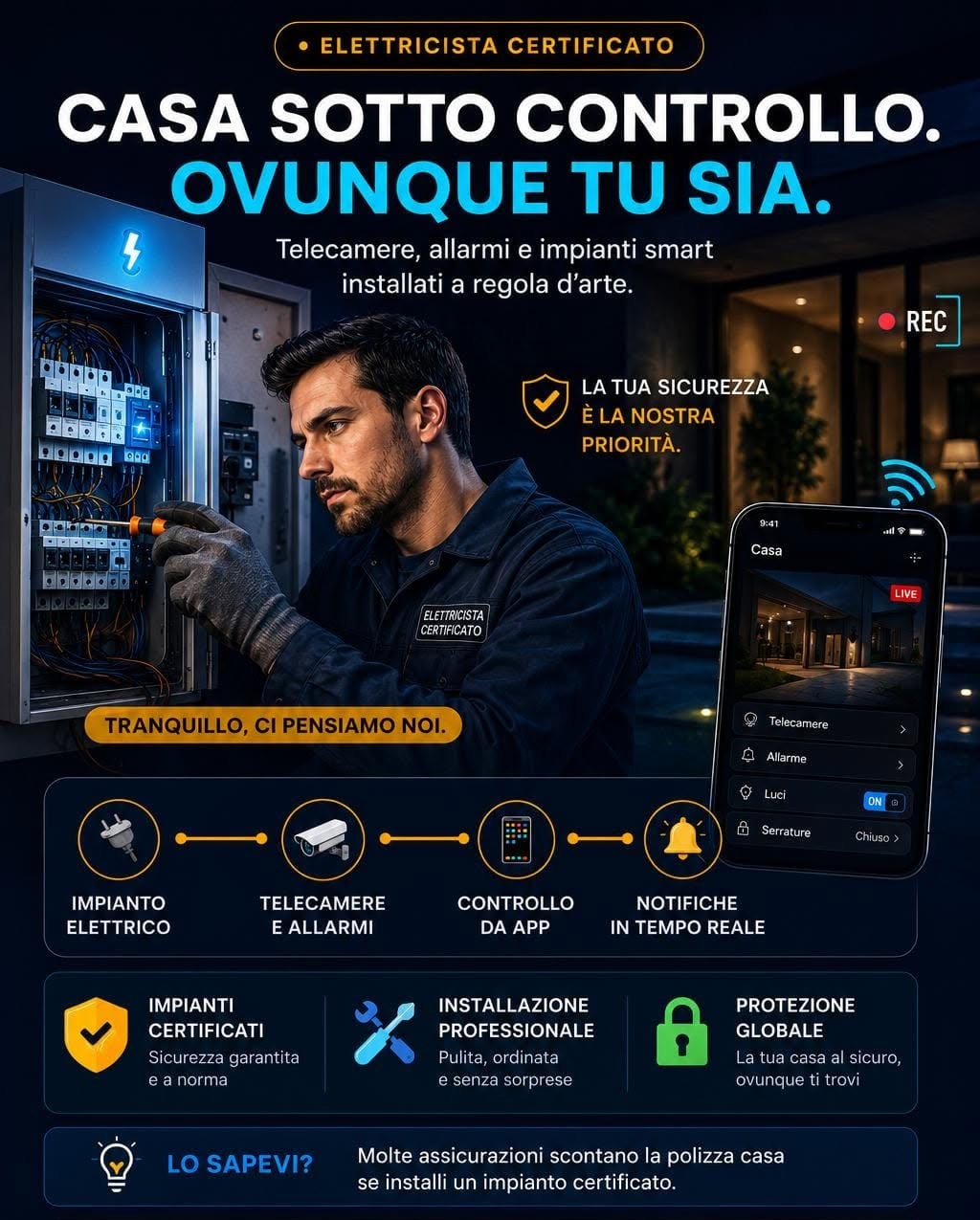 Casa sotto controllo, ovunque tu sia: telecamere, allarmi e impianti smart installati da Fedroservice